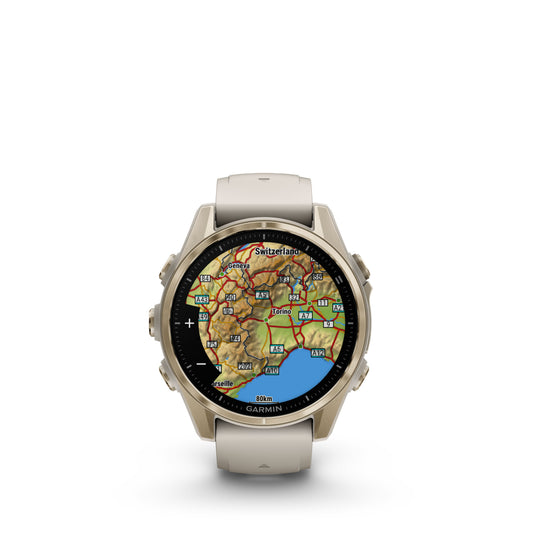 Garmin Fenix 8 43mm AMOLED Sapphire Soft Gold Fog Grey Silicone Band