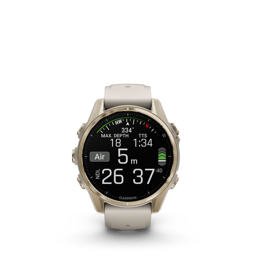 Garmin Fenix 8 43mm AMOLED Sapphire Soft Gold Fog Grey Silicone Band