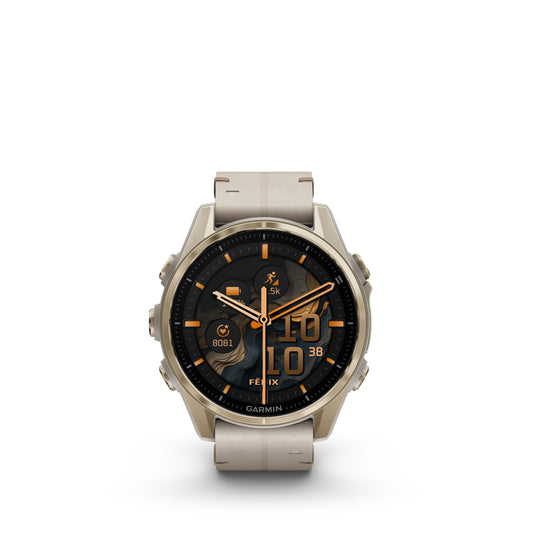Garmin Fenix 8 43mm AMOLED Sapphire Soft Gold Limestone Leather Band