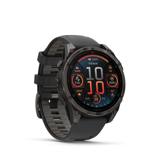 Garmin Fenix 8 47mm AMOLED Sapphire Carbon Grey DLC Titanium Black Silicone Band