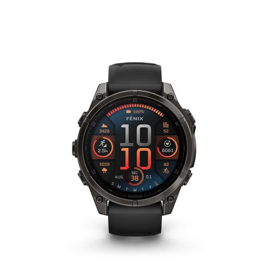 Garmin Fenix 8 47mm AMOLED Sapphire Carbon Grey DLC Titanium Black Silicone Band