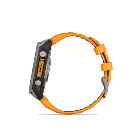 Garmin Fenix 8 47mm AMOLED Sapphire Titanium Spark Orange Silicone Band