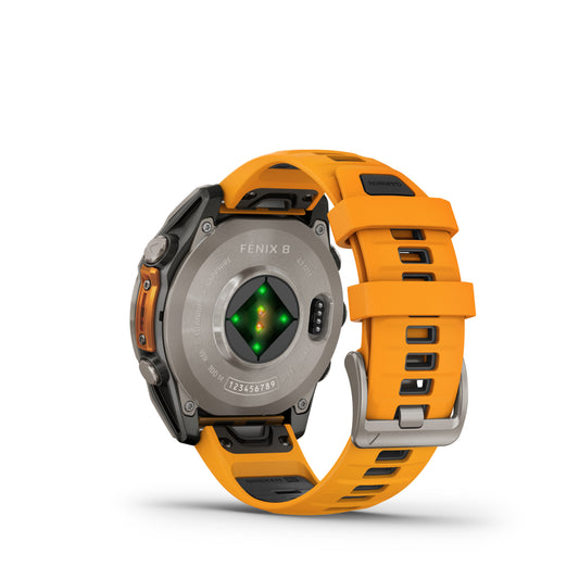 Garmin Fenix 8 47mm AMOLED Sapphire Titanium Spark Orange Silicone Band