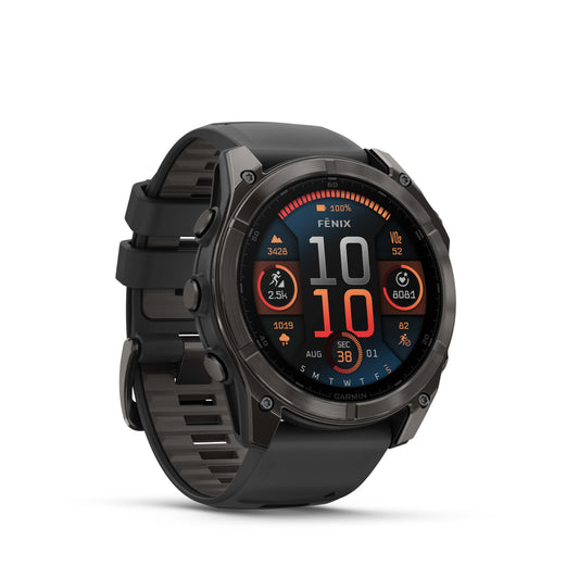 Garmin Fenix 8 51mm AMOLED Sapphire Carbon Grey DLC Titanium Black Silicone Band