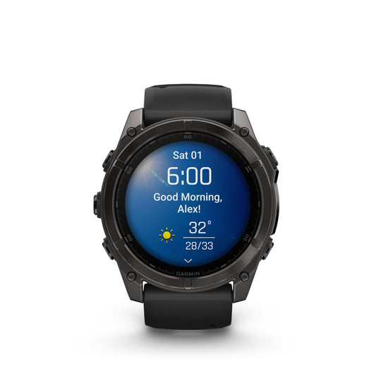 Garmin Fenix 8 51mm AMOLED Sapphire Carbon Grey DLC Titanium Black Silicone Band