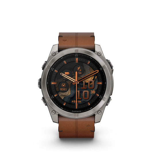 Garmin Fenix 8 51mm AMOLED Sapphire Titanium Chestnut Leather Band