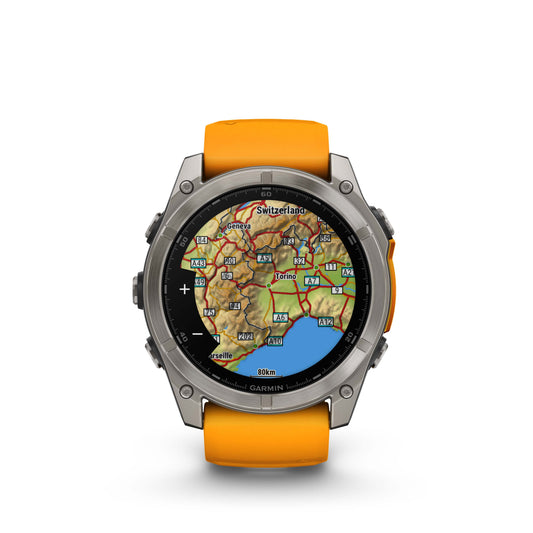 Garmin Fenix 8 51mm AMOLED Sapphire Titanium Spark Orange Silicone Band