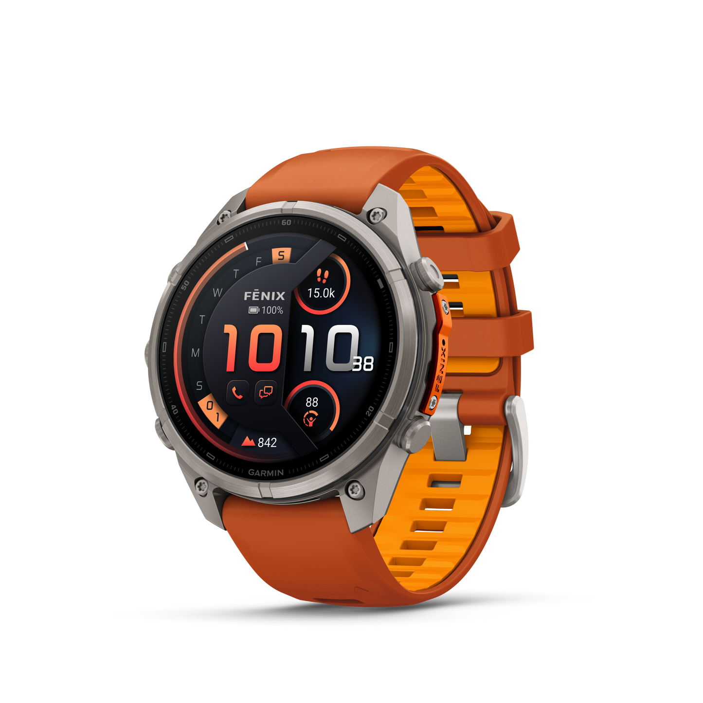 Garmin Fenix 9 Pro 47mm inReach AMOLED Titanium with Autumn Orange/Spark Orange Silicone Band