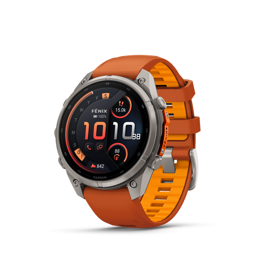 Garmin Fenix 9 Pro 47mm inReach AMOLED Titanium with Autumn Orange/Spark Orange Silicone Band