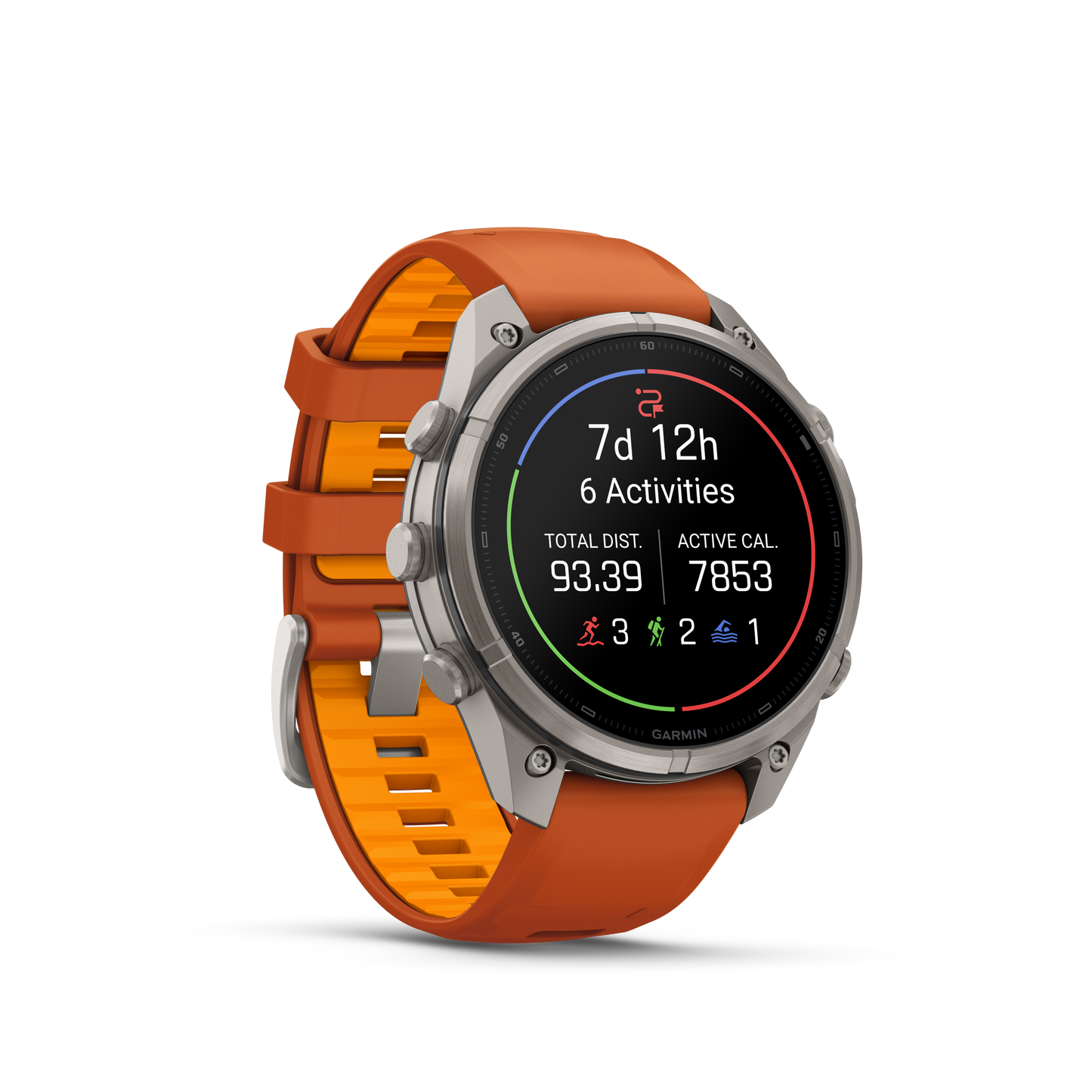Garmin Fenix 9 Pro 47mm inReach AMOLED Titanium with Autumn Orange/Spark Orange Silicone Band