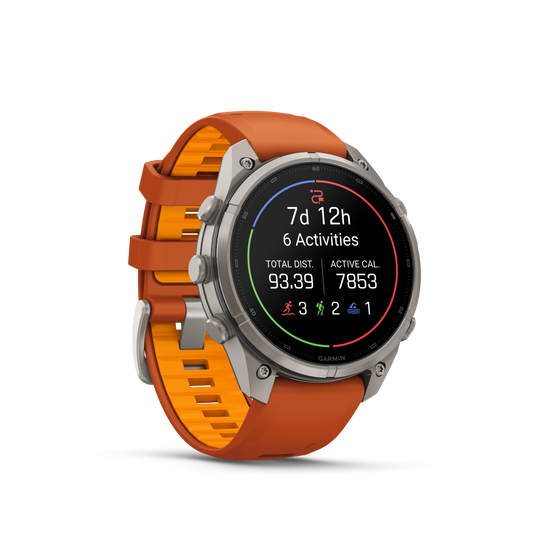 Garmin Fenix 9 Pro 47mm inReach AMOLED Titanium with Autumn Orange/Spark Orange Silicone Band