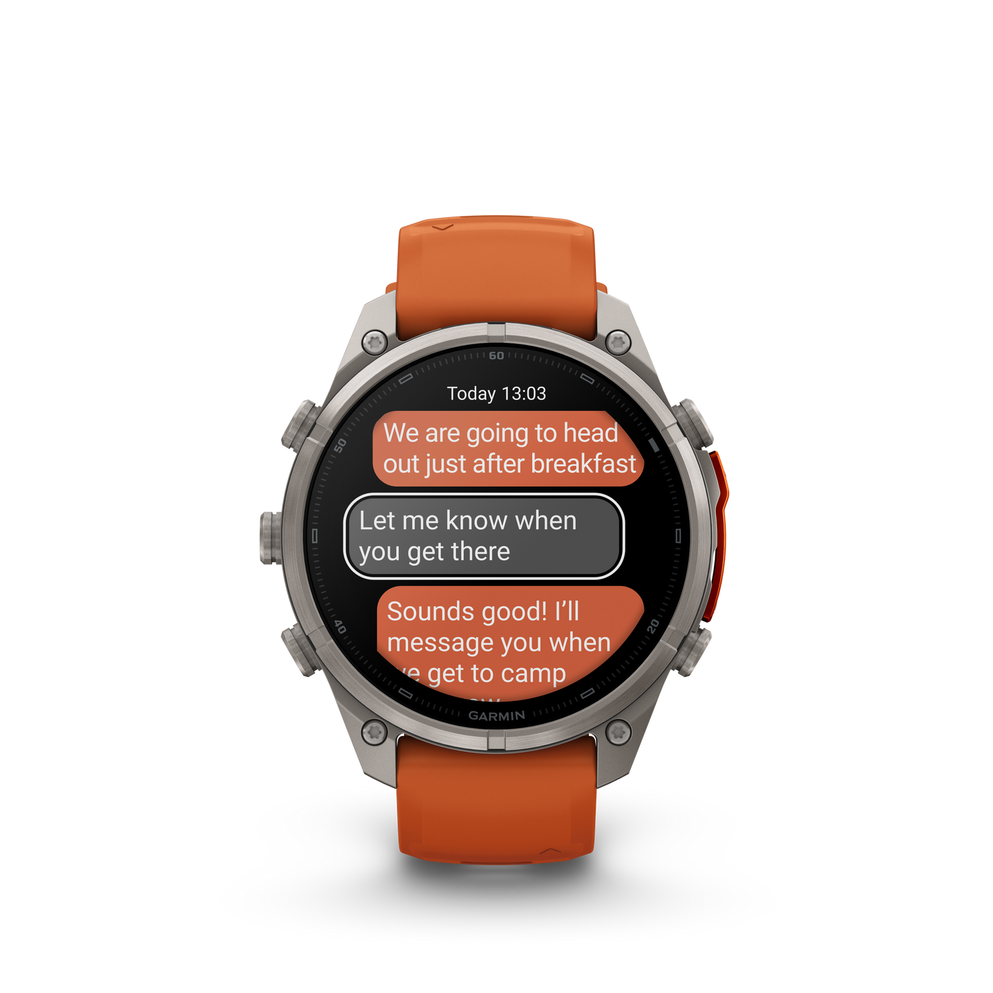 Garmin Fenix 9 Pro 47mm inReach AMOLED Titanium with Autumn Orange/Spark Orange Silicone Band