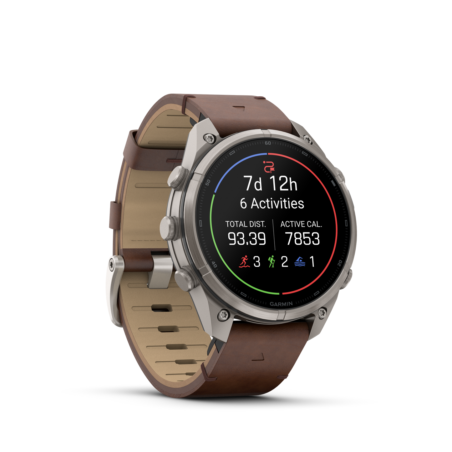 Garmin Fenix 9 Pro 47mm AMOLED Titanium with Walnut Leather Band