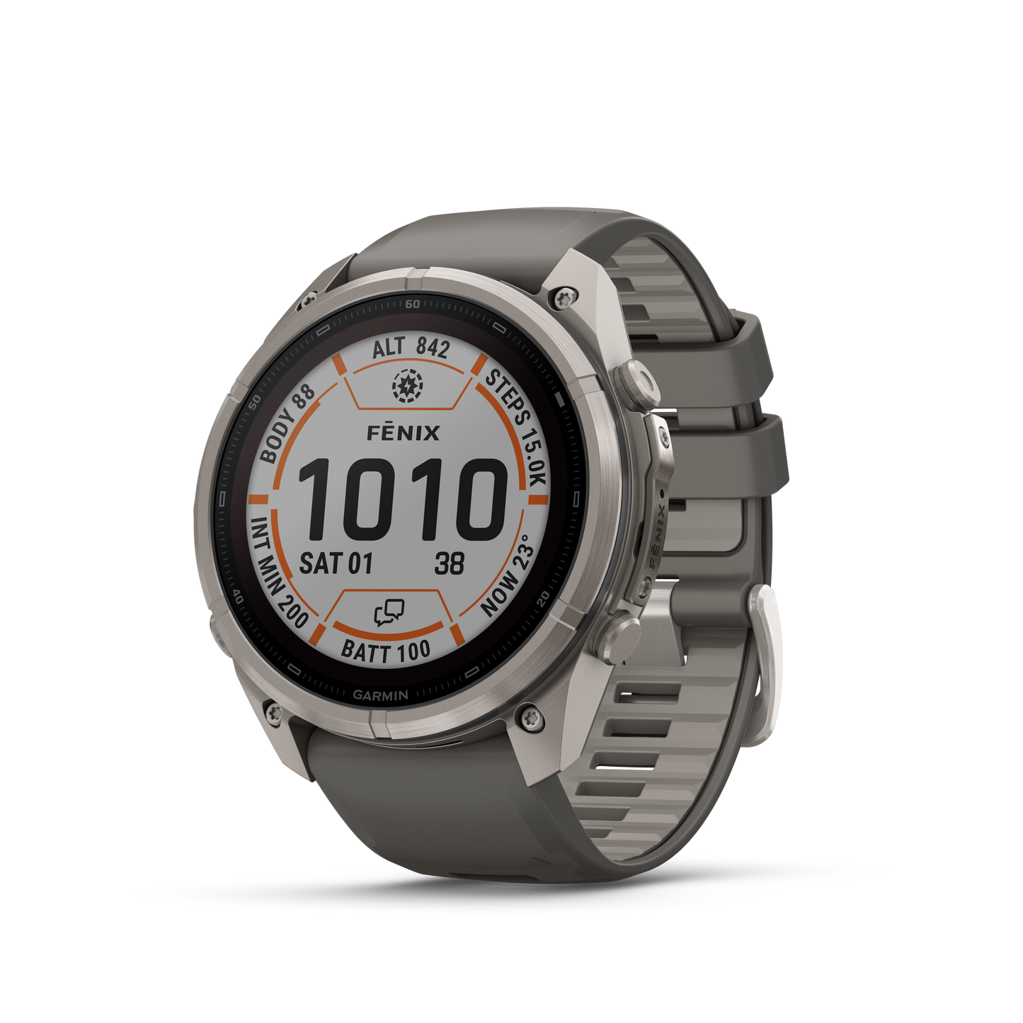 Garmin Fenix 9 Pro Solar 51mm inReach Titanium with Pebble Grey Silicone Band