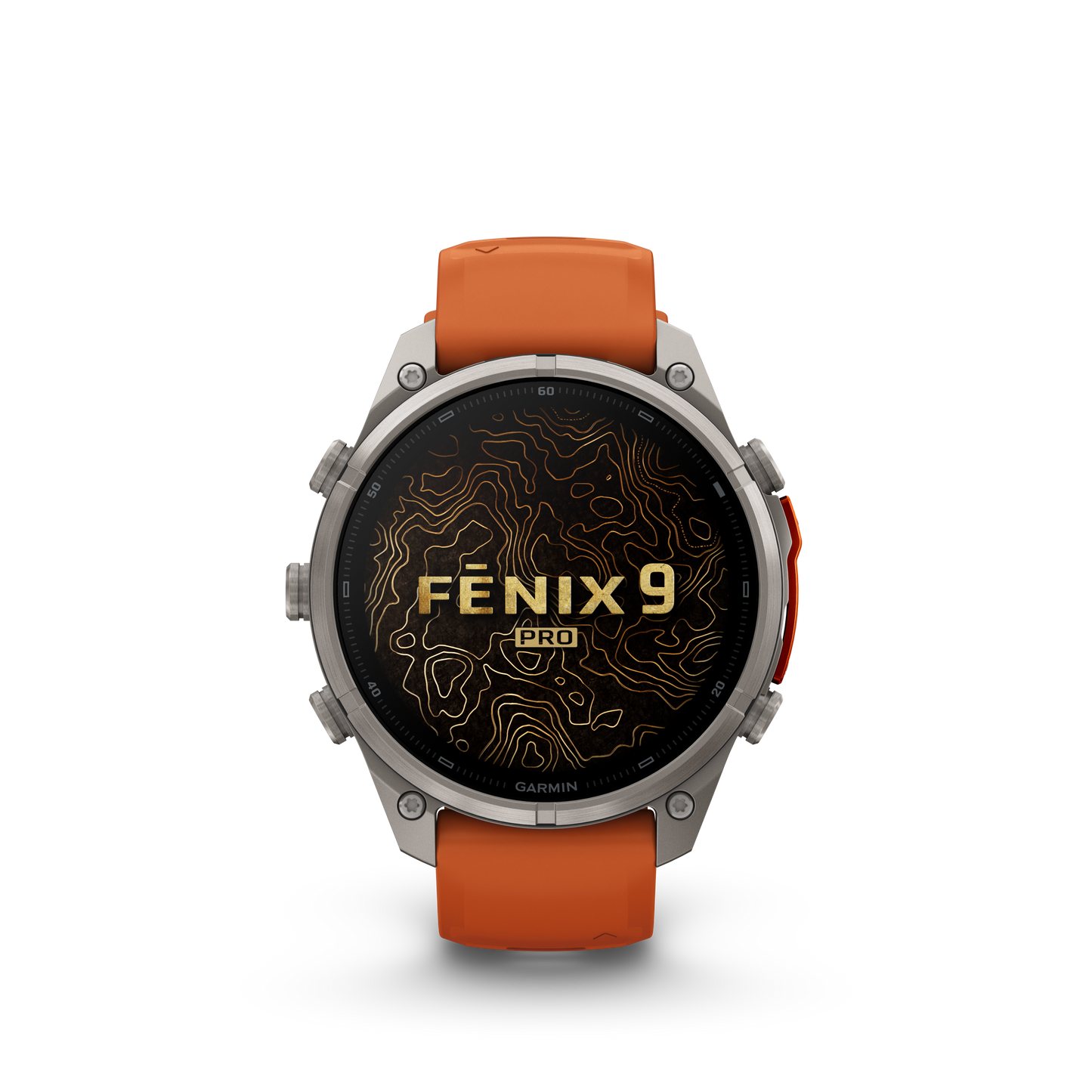 Garmin Fenix 9 Pro 47mm inReach AMOLED Titanium with Autumn Orange/Spark Orange Silicone Band
