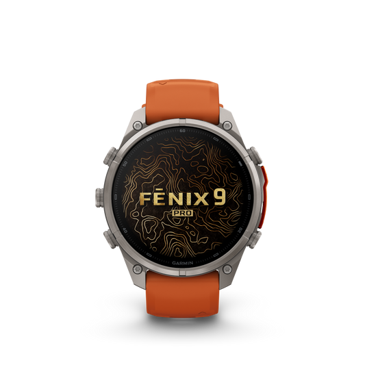 Garmin Fenix 9 Pro 47mm inReach AMOLED Titanium with Autumn Orange/Spark Orange Silicone Band