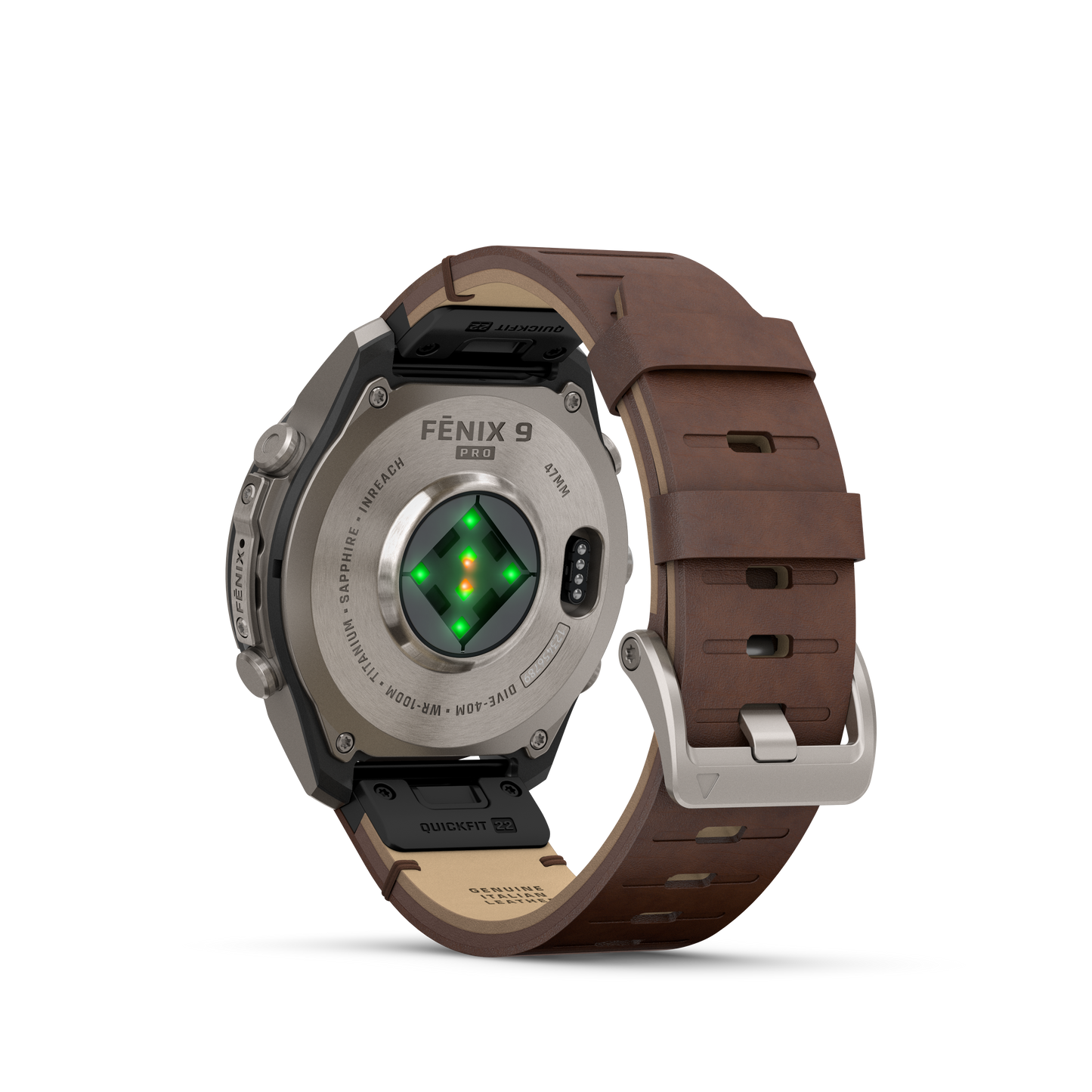 Garmin Fenix 9 Pro 47mm AMOLED Titanium with Walnut Leather Band