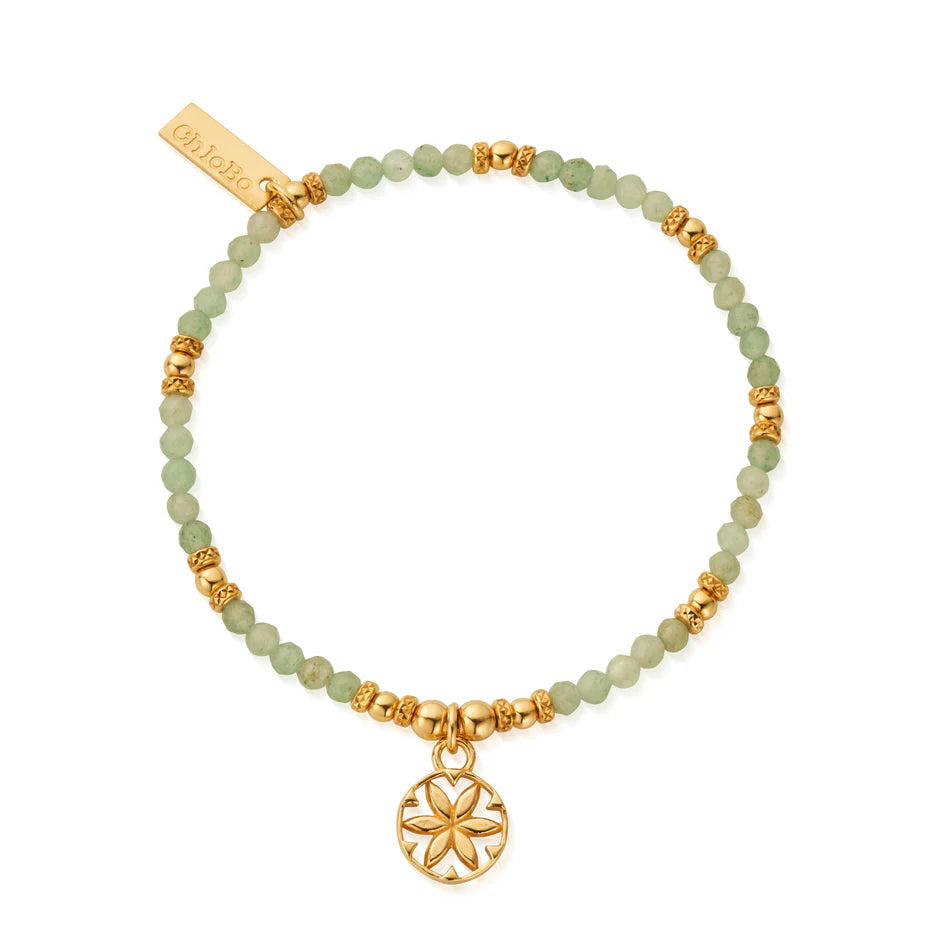 Flower Mandala Aventurine Bracelet - Gold