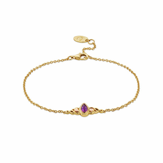 Royal Clogau® 9ct Solid Gold Delphinium Bracelet with Amethyst