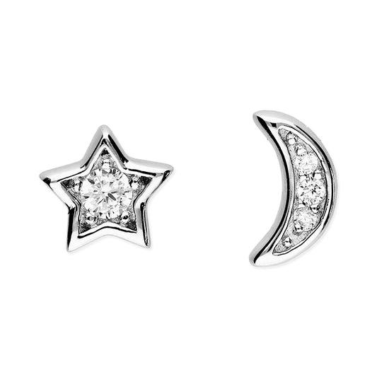 CZ moon & stars earrings