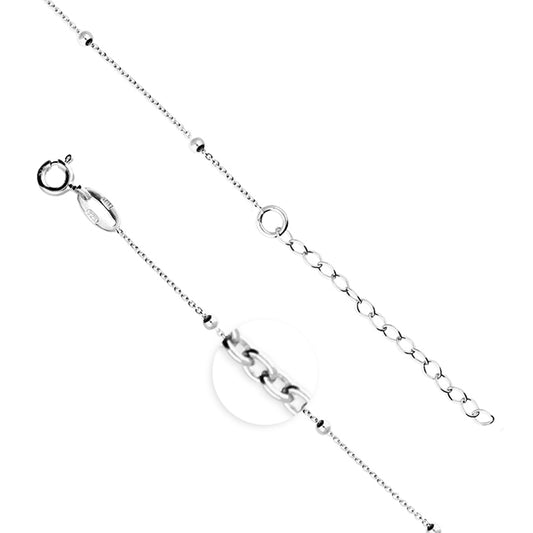 Sterling Silver Trace And Bead Satellite Chain