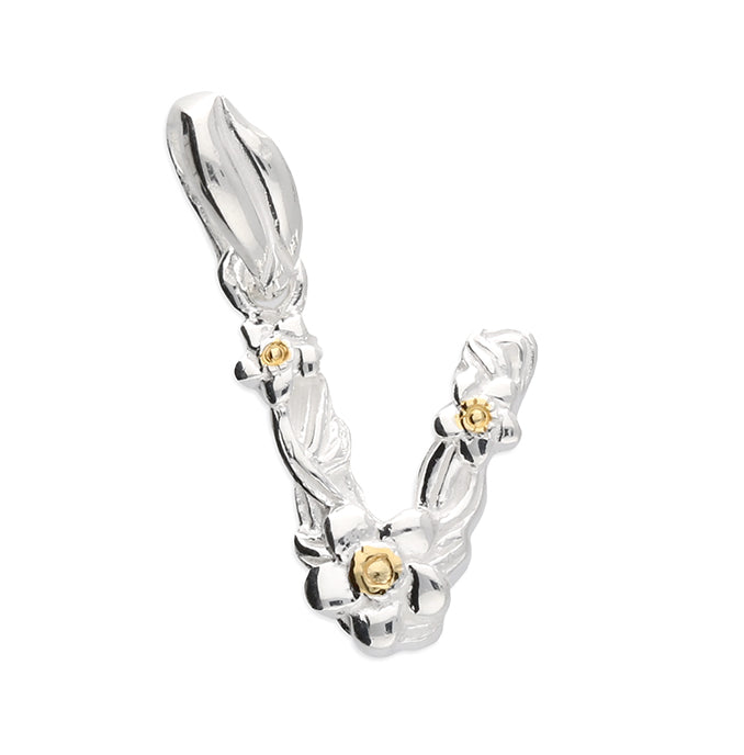 Sterling Silver Pendant V Initial