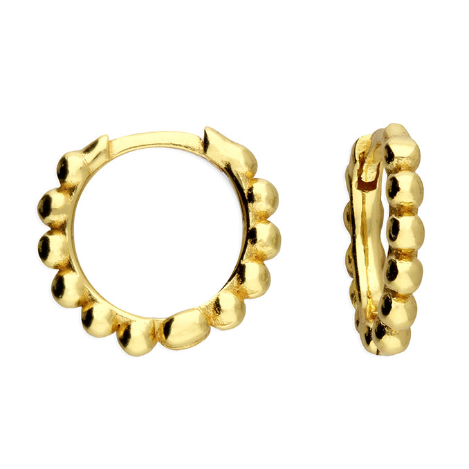 Yellow Gold-Plated 13mm Beaded Hoop Earrings