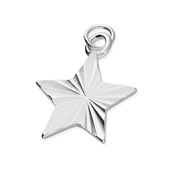 Sterling Silver Diamond Cut Star Pendant