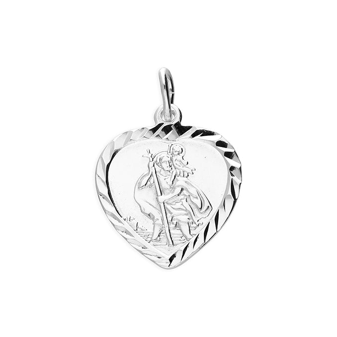 Sterling Silver 18mm Heart St Christopher