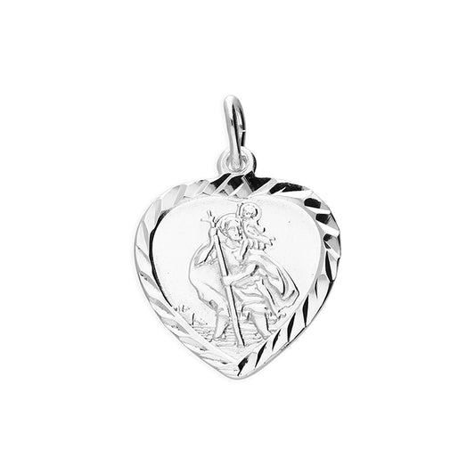 Sterling Silver 18mm Heart St Christopher