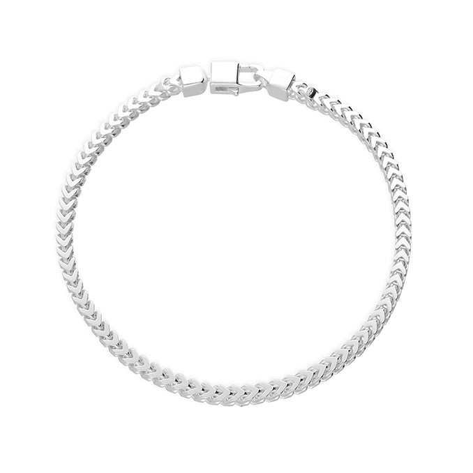 Silver Mens 5cm Franco 4 Side Bracelet