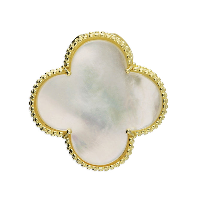 Sterling Silver Mother Of Pearl Quatrefoil Pendant