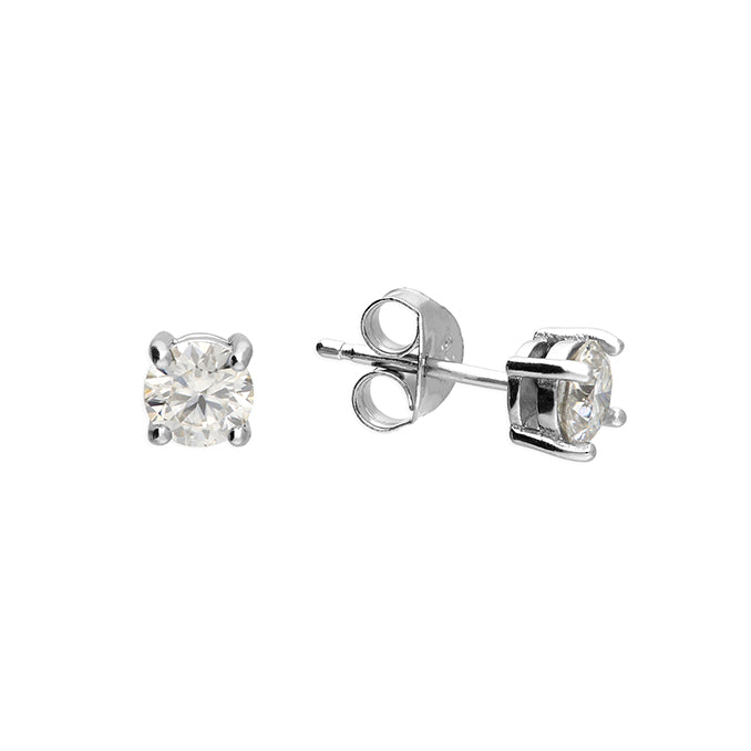Sterling Silver Moissanite Solitaire Stud Earrings