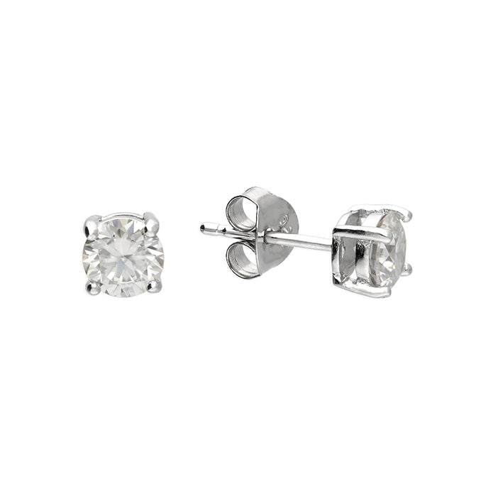 Sterling Silver Moissanite Solitaire Stud Earrings