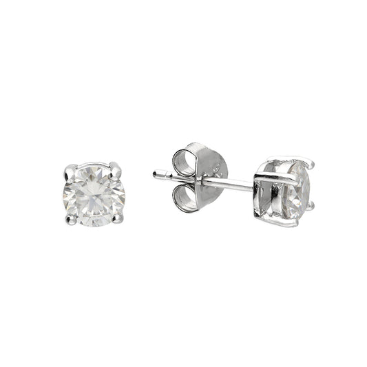 Sterling Silver Moissanite Solitaire Stud Earrings