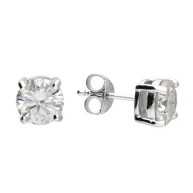 Sterling Silver Moissanite Solitaire Earrings