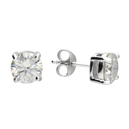 Sterling Silver Moissanite Solitaire Earrings