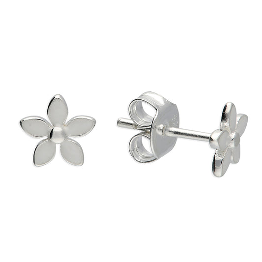 Sterling Silver Enamel Flower Stud Earrings