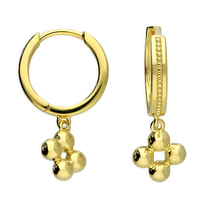 Sterling Silver Gold Plated Huggie Earrings With Charm