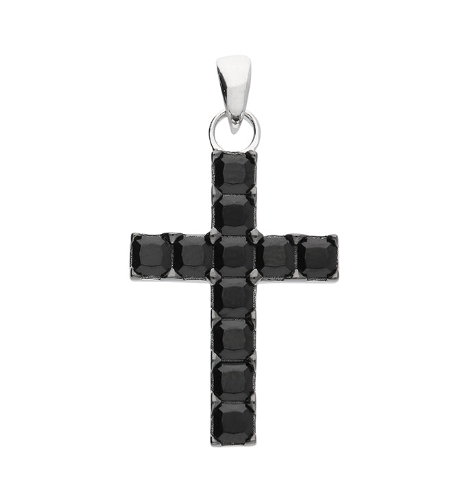 Silver Black Cross Pendant