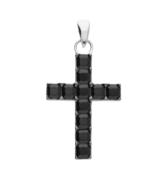 Silver Black Cross Pendant