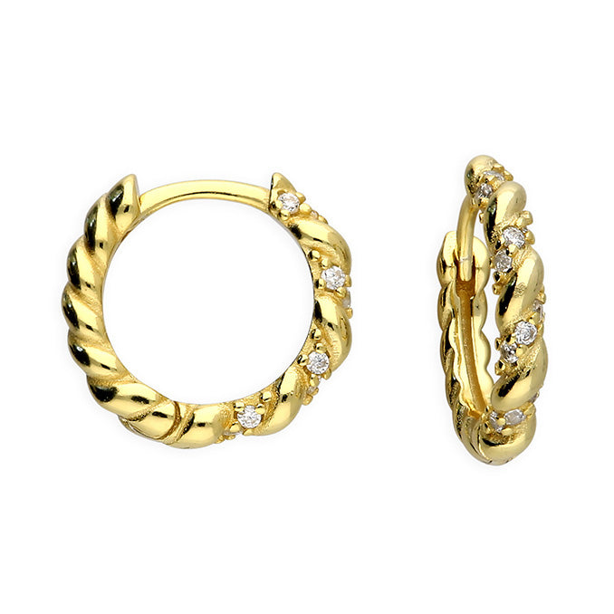 Sterling Silver Gold Plated Rope Hoop Earrings