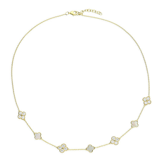 Sterling Silver Gold Plated Multi-Quatrefoil 45cm Necklace