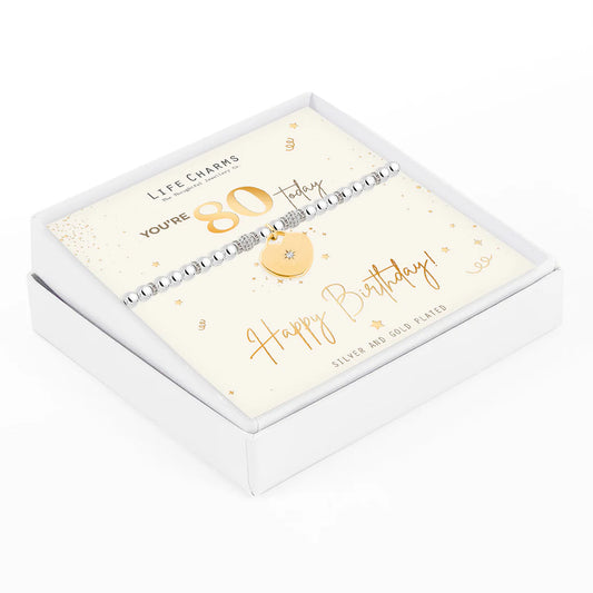 Happy 80th Birthday Life Charms Bracelet