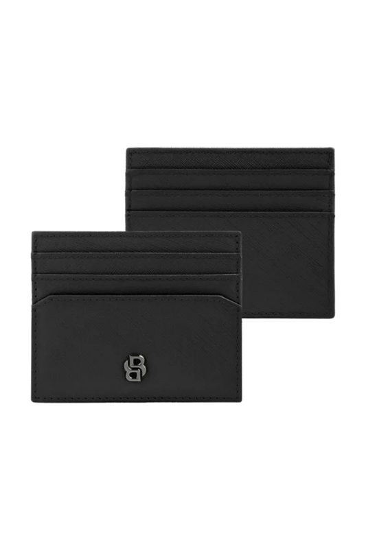 Boss Double B Saffiano Black Card Holder