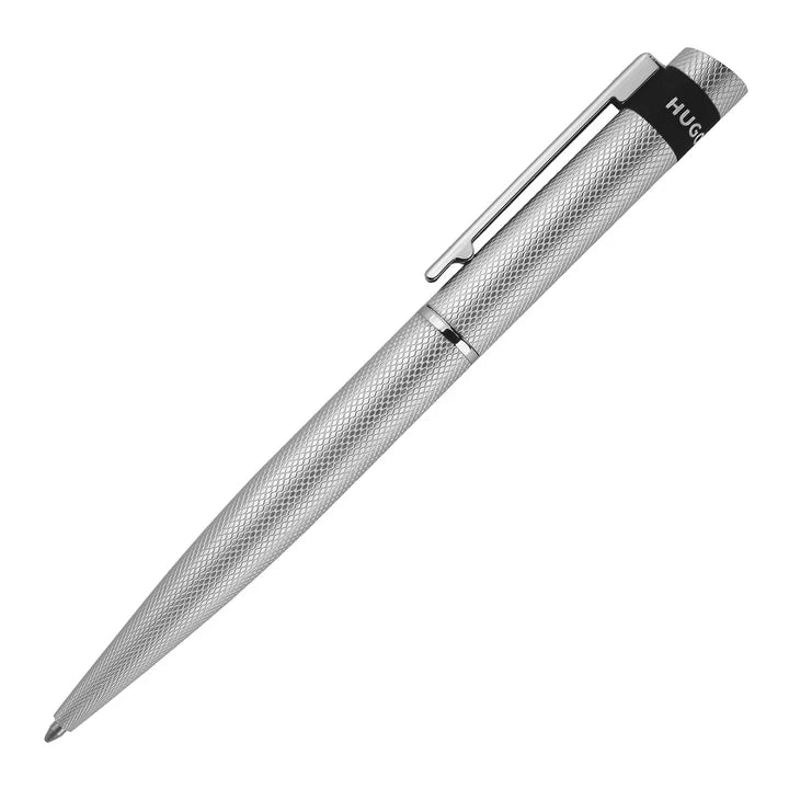 Loop Diamond Chrome Ballpoint Pen and A5 Monogram Grey Lined Notebook Set