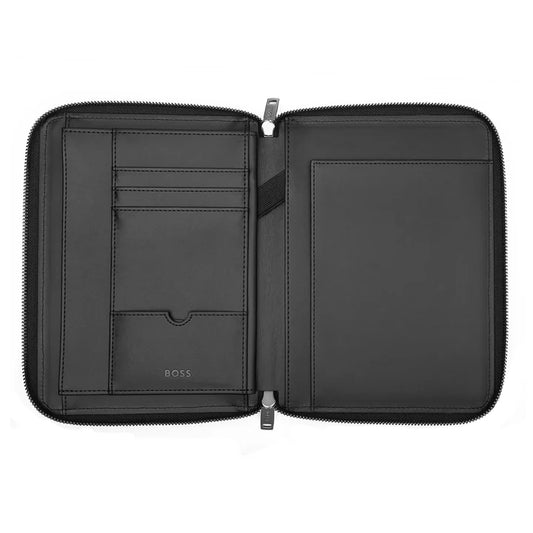 Boss Conference A5 Monogram Black Zipped Conference Folder
