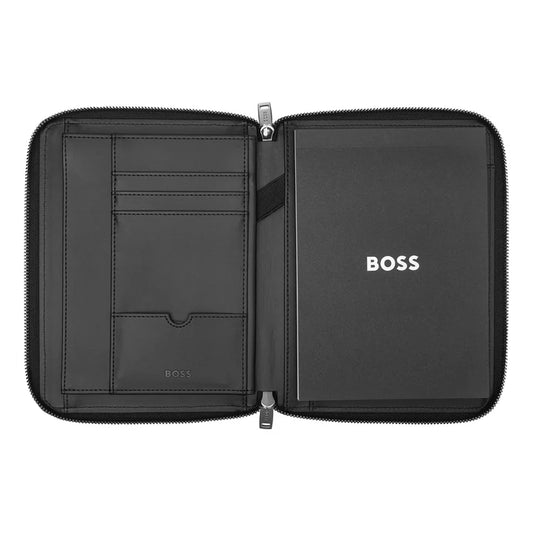 Boss Conference A5 Monogram Black Zipped Conference Folder