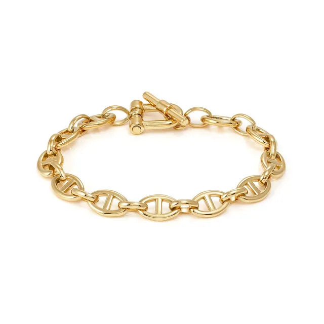 Ecclettica Navy Steel Yellow Gold Tone Link Small Bracelet