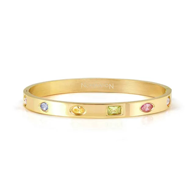 Pretty Bangle Satinshine with Multicoloured Cubic Zirconia